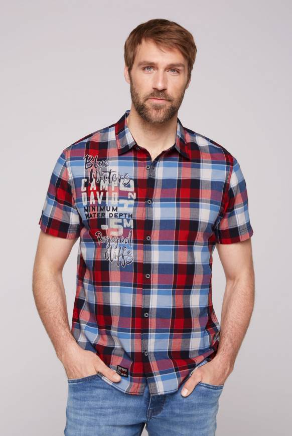 Soccx Karohemd mit Print und Stickereien royal red check Sonderangebote