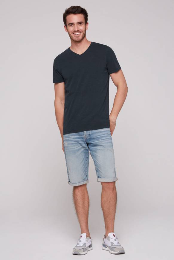Soccx Basic T-Shirt mit V-Ausschnitt absolute blue Riesige Ersparnisse