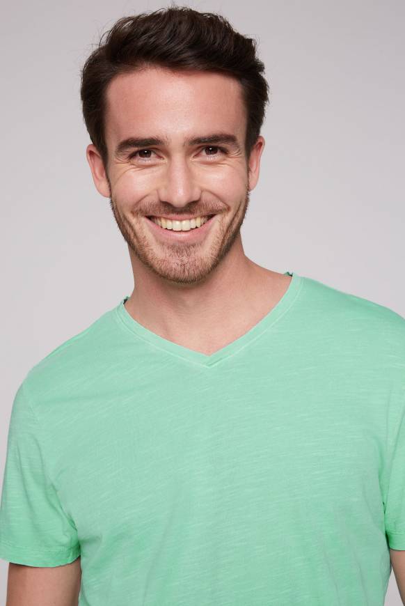 Soccx Basic T-Shirt mit V-Ausschnitt nordic green S VIP-Rabatte