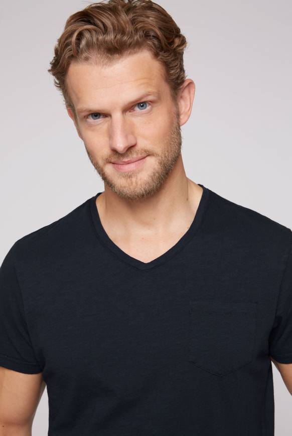 Soccx T-Shirt V-Neck mit Brusttasche blue navy Tiefpreis