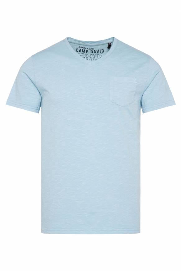 Soccx T-Shirt V-Neck mit Brusttasche summer blue Super Sparpreis