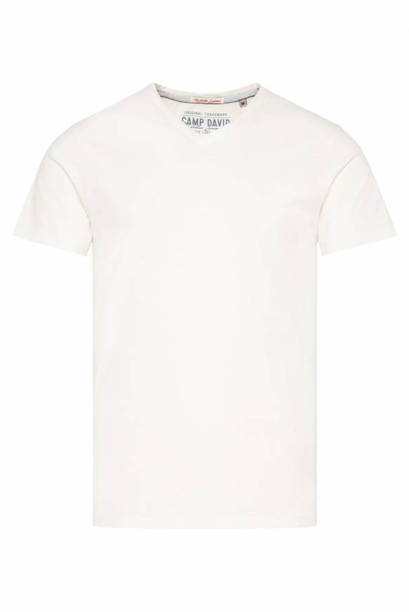 Soccx Basic T-Shirt mit V-Ausschnitt ivory Kostenlose Rückgabe