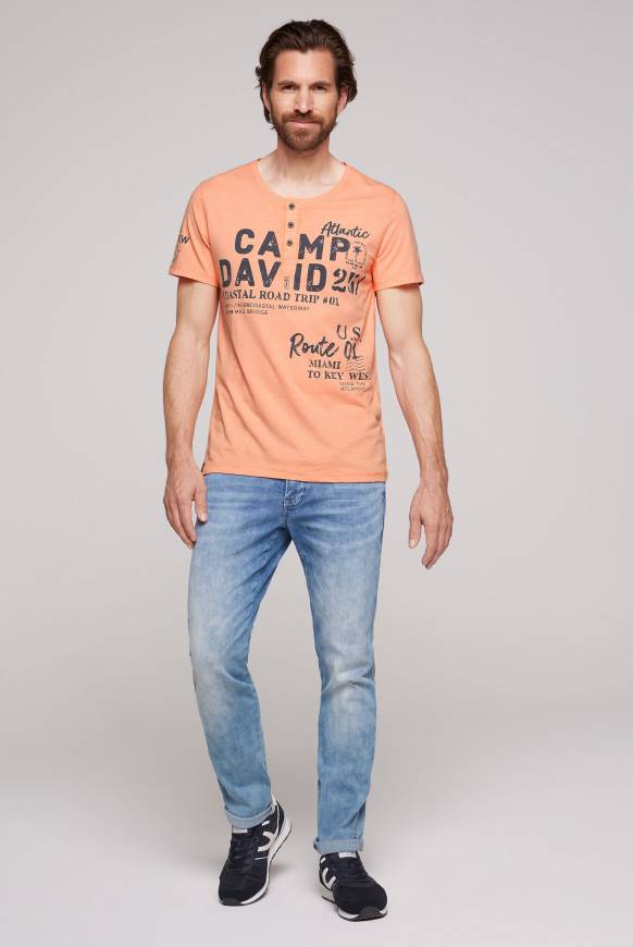 Soccx Henley-Shirt mit Logo Prints sunshine orange Letzte 3 Tage