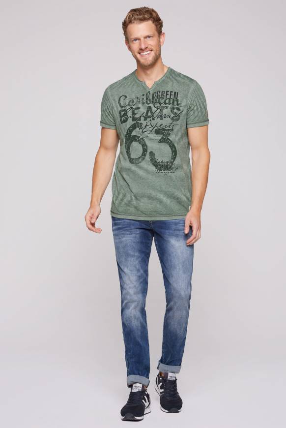 Soccx Streifenshirt mit Vintage Print green beat Zeitbegrenzte Promotion