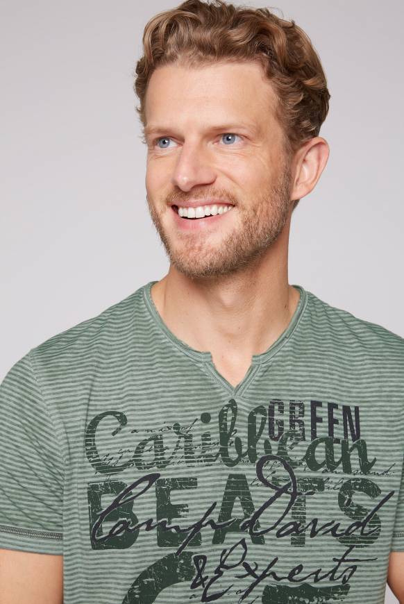 Soccx Streifenshirt mit Vintage Print green beat Zeitbegrenzte Promotion