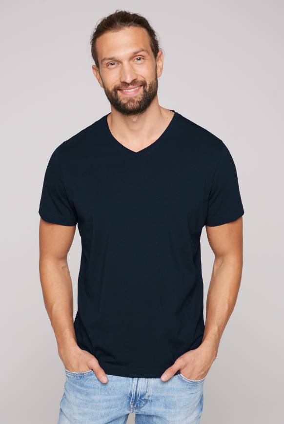 Soccx Basic T-Shirt mit V-Neck, Doppelpack blue navy / blue navy Sonderangebot der Fabrik