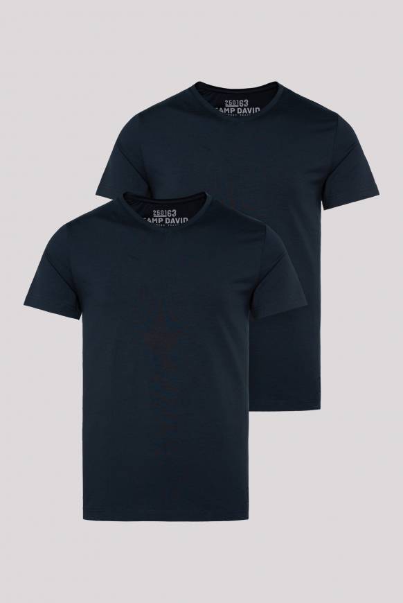 Soccx Basic T-Shirt mit V-Neck, Doppelpack blue navy / blue navy Sonderangebot der Fabrik