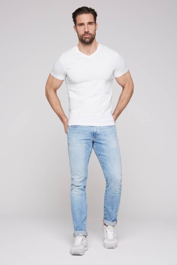 Soccx Basic T-Shirt mit V-Neck, Doppelpack optic white / optic white Vierteljährliche Förderung