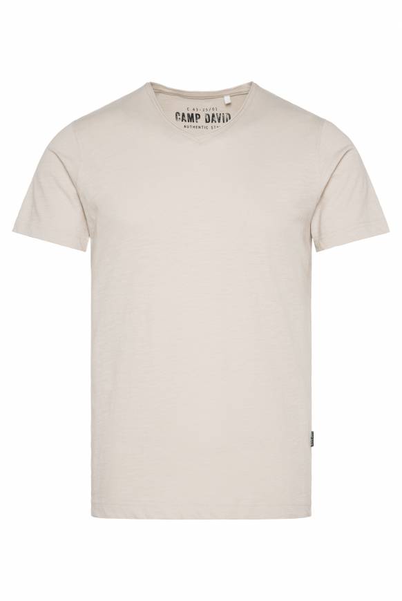 Soccx Basic T-Shirt V-Neck mit Used-Kante light cappuccino Super Rabatt