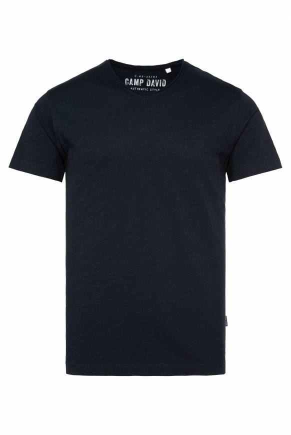 Soccx Basic T-Shirt V-Neck mit Used-Kante blue navy Riesige Rabatte