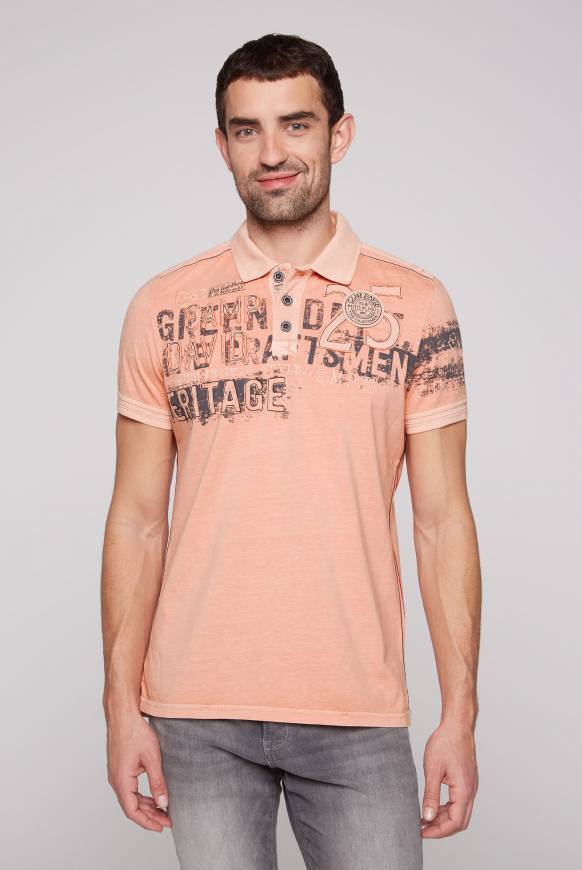 Soccx Poloshirt mit Label-Applikationen old peach M Clearance-Verkauf
