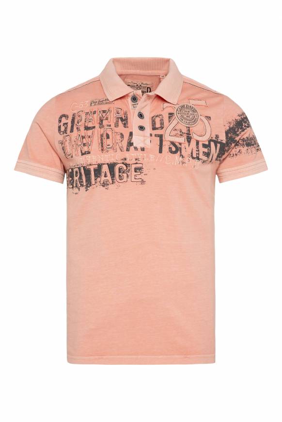 Soccx Poloshirt mit Label-Applikationen old peach M Clearance-Verkauf