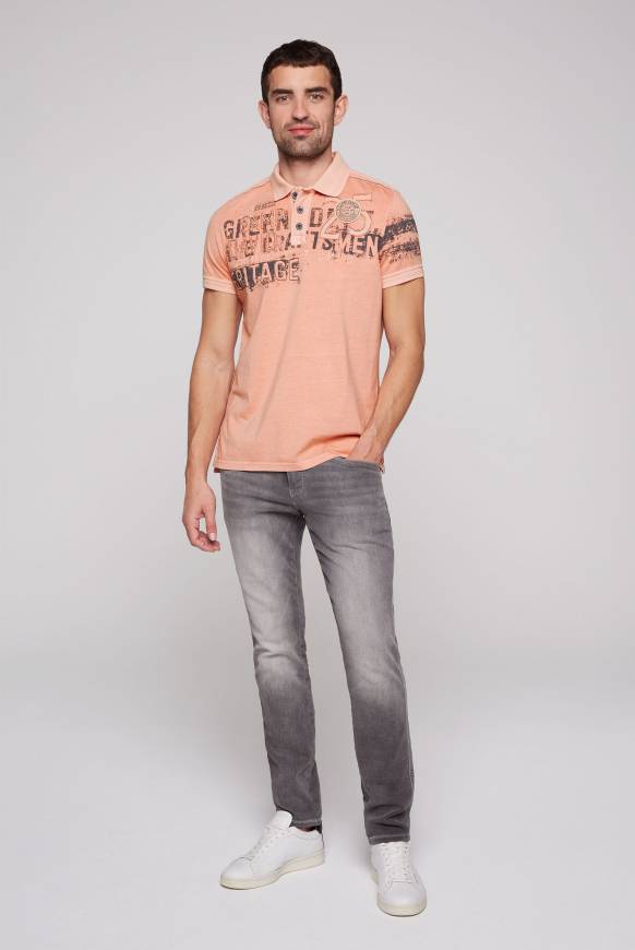Soccx Poloshirt mit Label-Applikationen old peach M Clearance-Verkauf