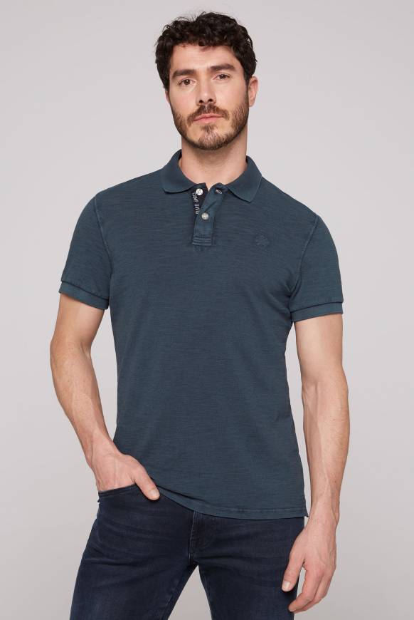 Soccx Kurzarmpolo aus Pikee mit Logostick blue navy S Kostenloser Versand international