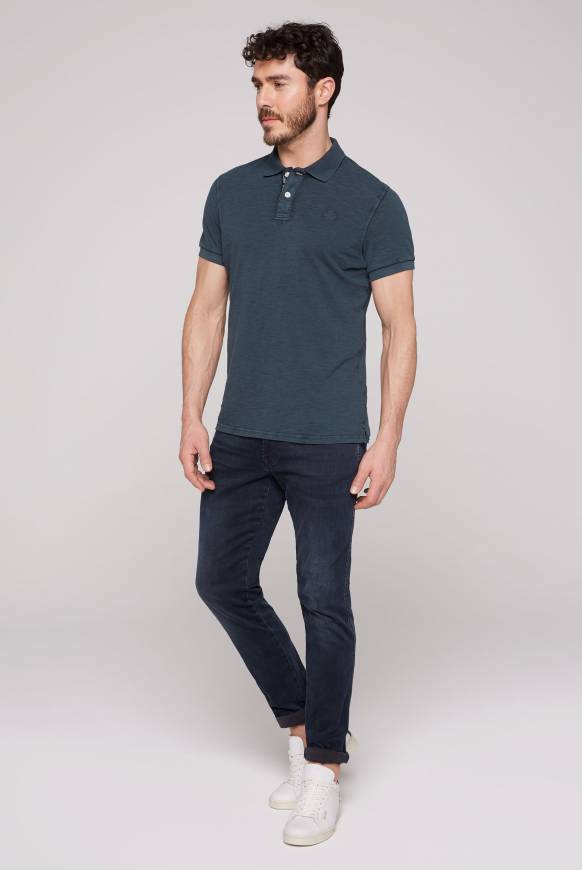 Soccx Kurzarmpolo aus Pikee mit Logostick blue navy S Kostenloser Versand international