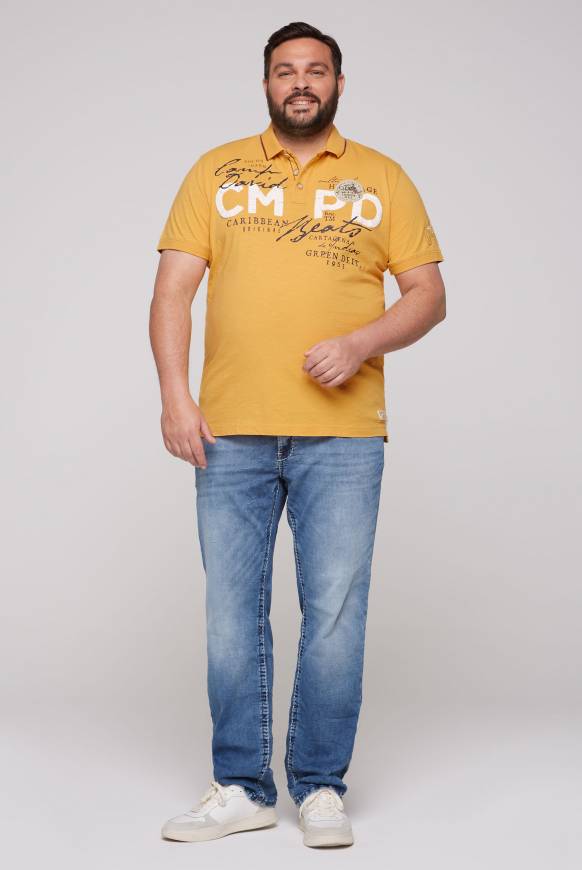 Soccx Poloshirt mit Puff-Print-Details warm sun Im Verkauf