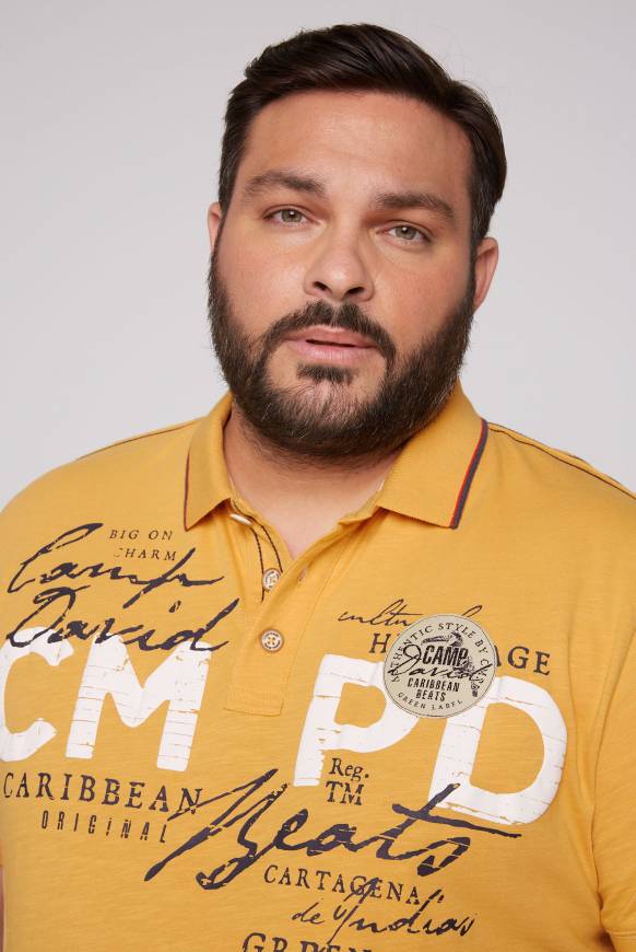 Soccx Poloshirt mit Puff-Print-Details warm sun Im Verkauf