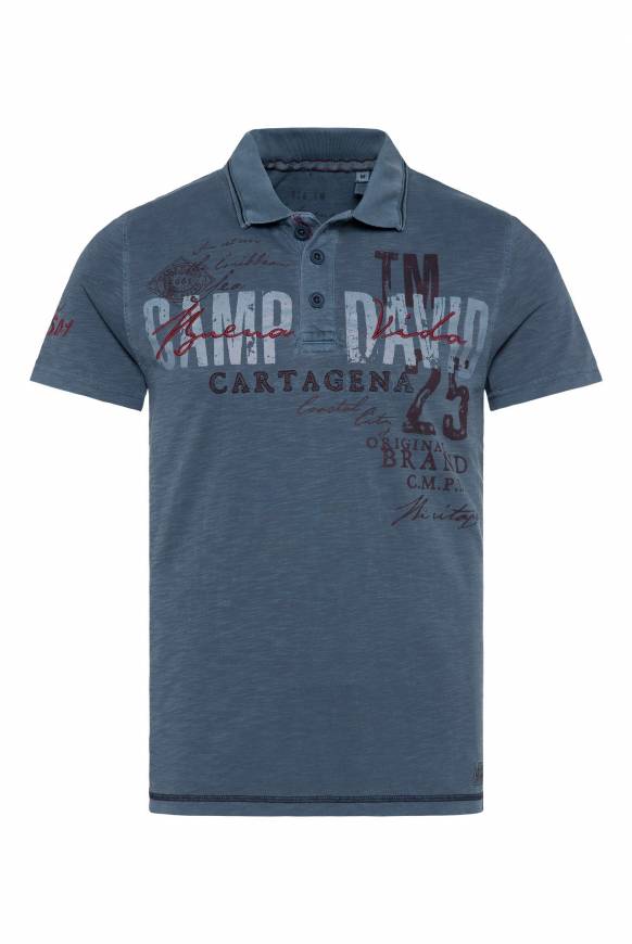 Soccx Polo aus Flammgarn mit Prints und Stickereien lazy blue zollfrei