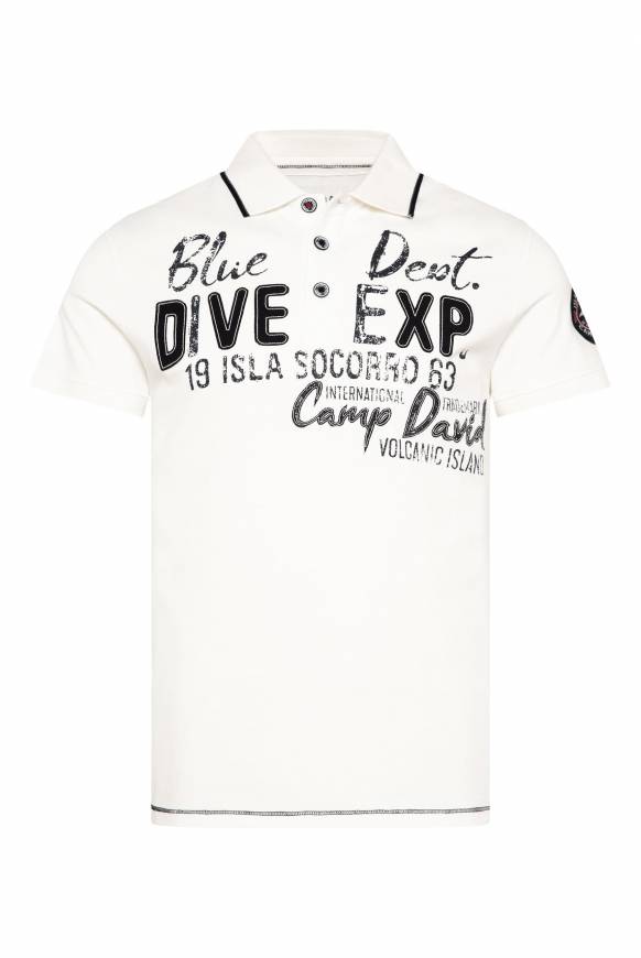 Soccx Pikee-Polo mit Label-Applikationen ivory Fabrikverkauf