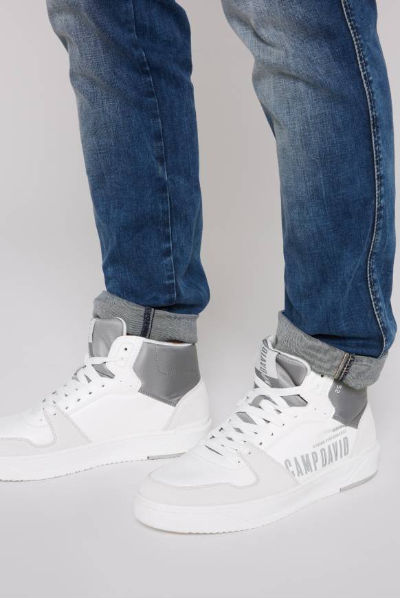Soccx Hightop Sneaker im Materialmix mit Rubber Logos white Fabrik Onlineshop