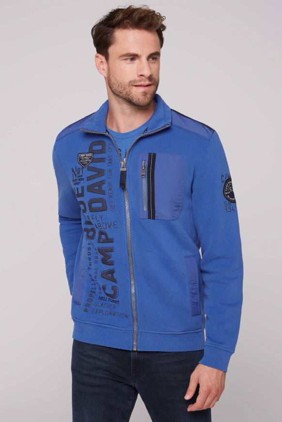 Soccx Sweatjacke mit tonigen Ripstop-Details strong blue Bis zu 55% Rabatt