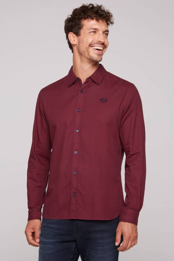 Soccx Langarmhemd mit Webstruktur burgundy Cyber Monday