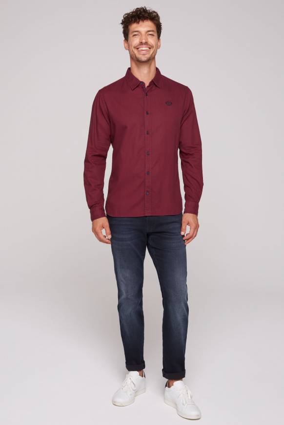 Soccx Langarmhemd mit Webstruktur burgundy Cyber Monday