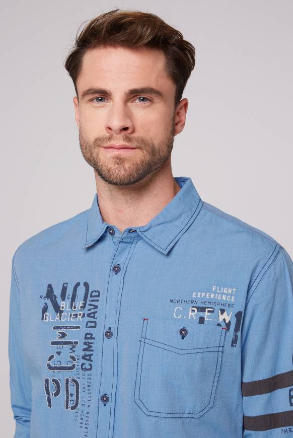 Soccx Fil à Fil Langarmhemd mit Label-Applikationen strong blue Kauf eins, bekomm eins gratis