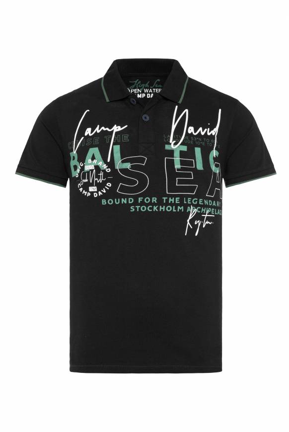 Soccx Poloshirt aus Pikee mit Rubber Print black Letzte 2 Tage