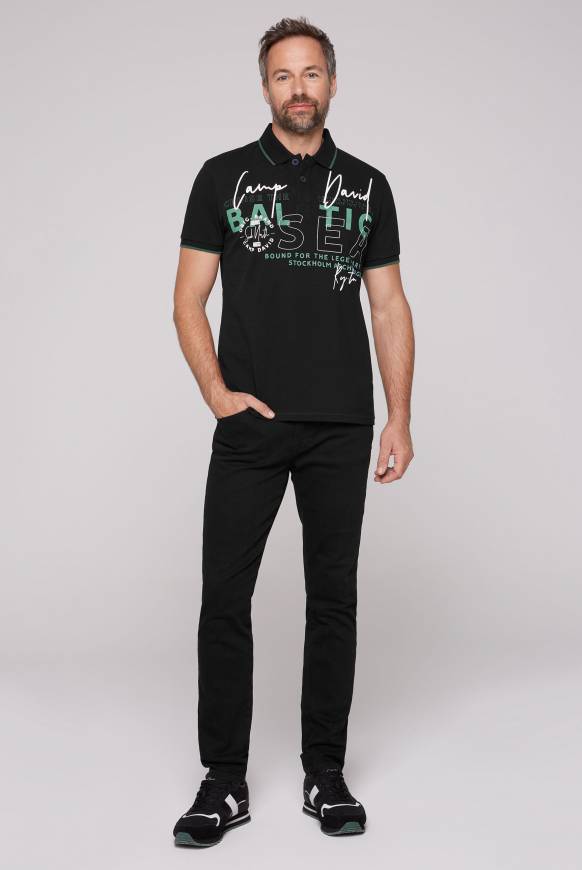 Soccx Poloshirt aus Pikee mit Rubber Print black Letzte 2 Tage