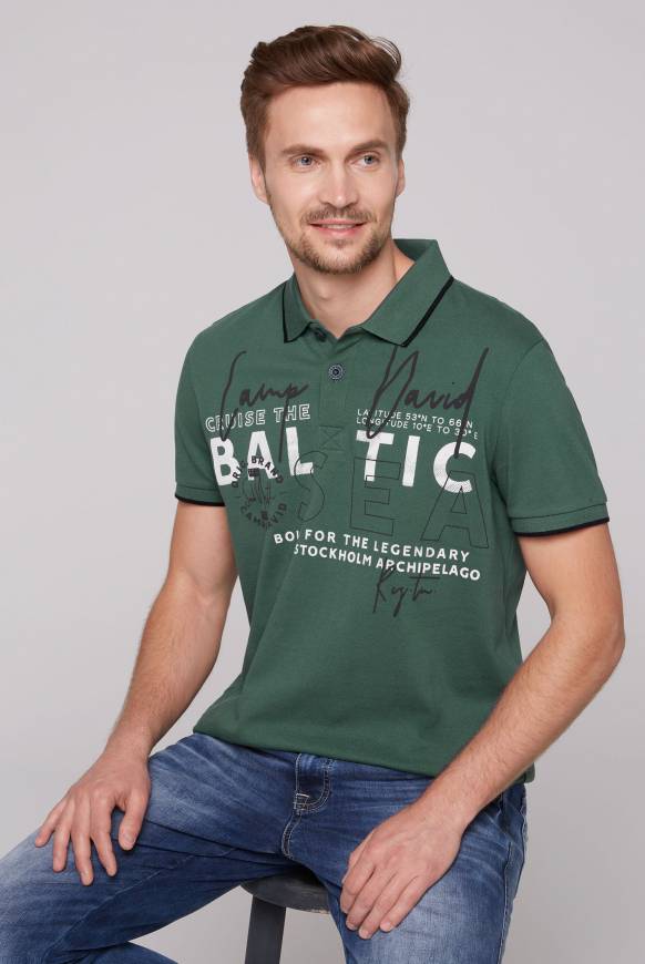 Soccx Poloshirt aus Pikee mit Rubber Print dark green Zeitbegrenzte Promotion