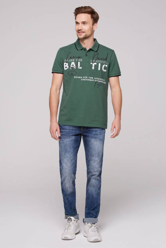 Soccx Poloshirt aus Pikee mit Rubber Print dark green Zeitbegrenzte Promotion