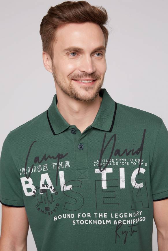 Soccx Poloshirt aus Pikee mit Rubber Print dark green Zeitbegrenzte Promotion