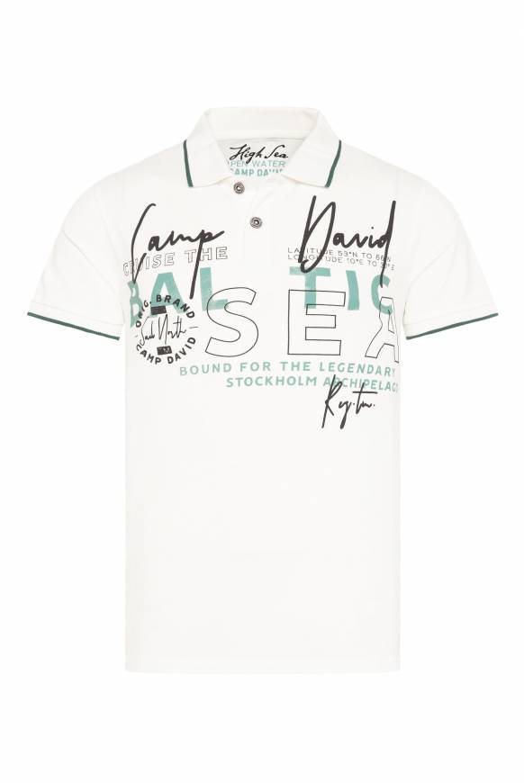 Soccx Poloshirt aus Pikee mit Rubber Print ivory Bis zu 50% Rabatt