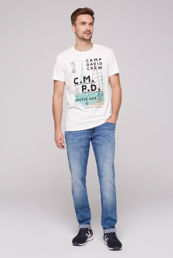 Soccx T-Shirt mit Photoprint und Rubber-Details ivory Nur für heute