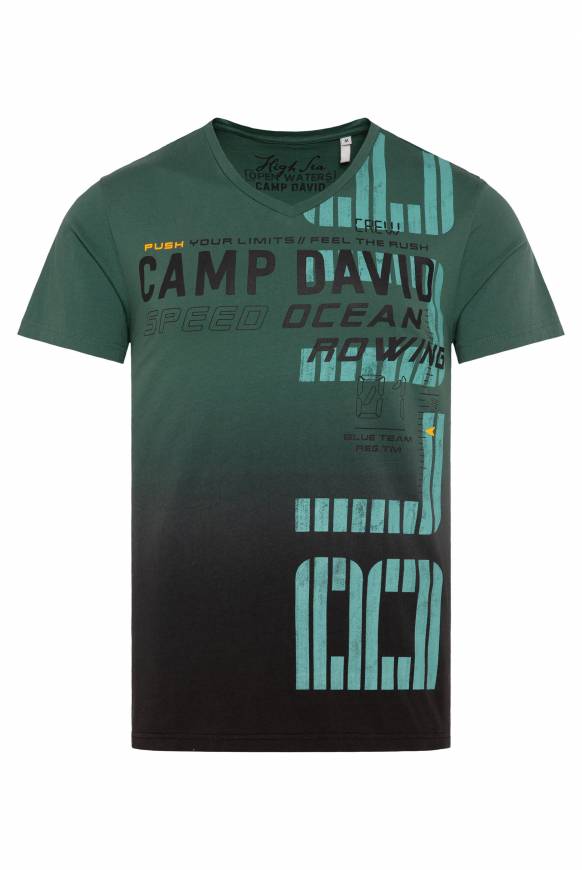 Soccx V-Shirt Dip Dye mit Label Print dark green M Sonderangebot der Fabrik