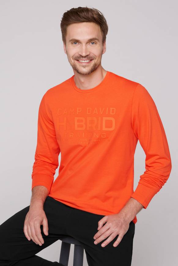 Soccx Langarmshirt mit Rubber Print signal orange Discount Store für neue Produkte