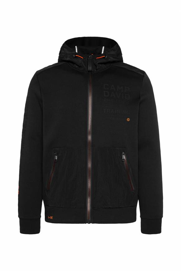Soccx Kapuzensweatjacke im Materialmix mit Rubber Prints black Kostenloser Versand international
