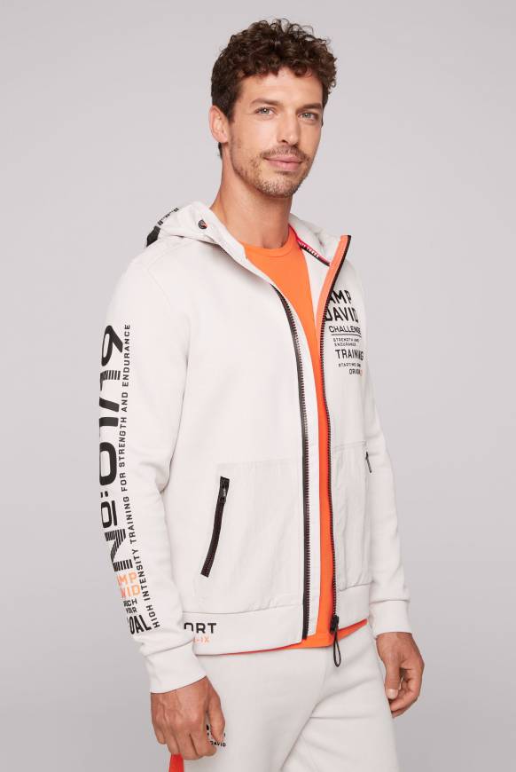 Soccx Kapuzensweatjacke im Materialmix mit Rubber Prints shell Fabrikladen