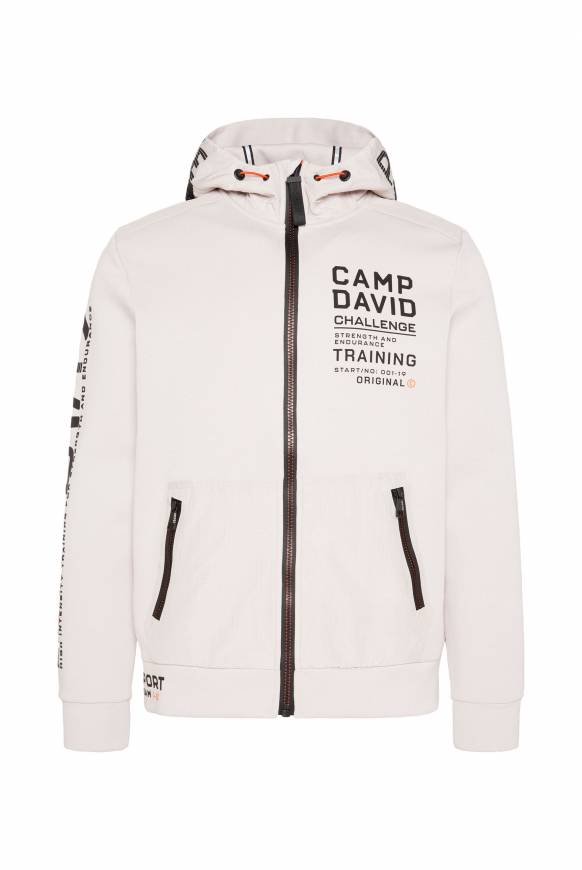 Soccx Kapuzensweatjacke im Materialmix mit Rubber Prints shell Fabrikladen