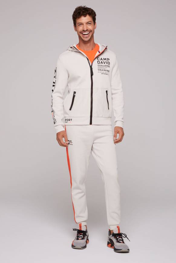 Soccx Kapuzensweatjacke im Materialmix mit Rubber Prints shell Fabrikladen