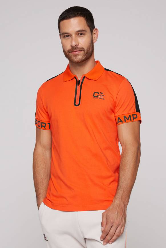Soccx Poloshirt mit Zipper und kontrastvollen Prints signal orange Auslauf