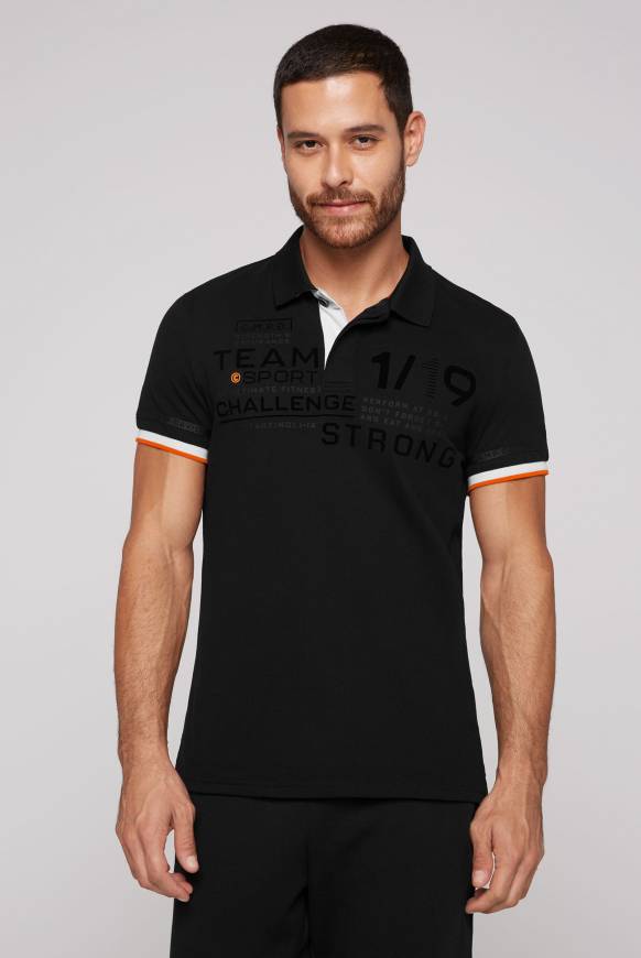 Soccx Pikee-Polo mit Flockprint black Angebote