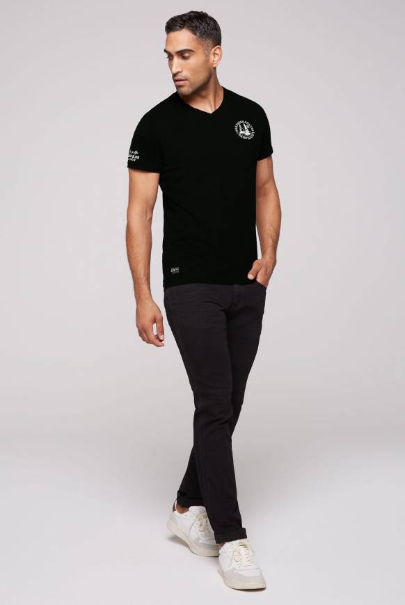 Soccx V-Shirt mit kleinen Rubber Prints black Blitzverkäufe