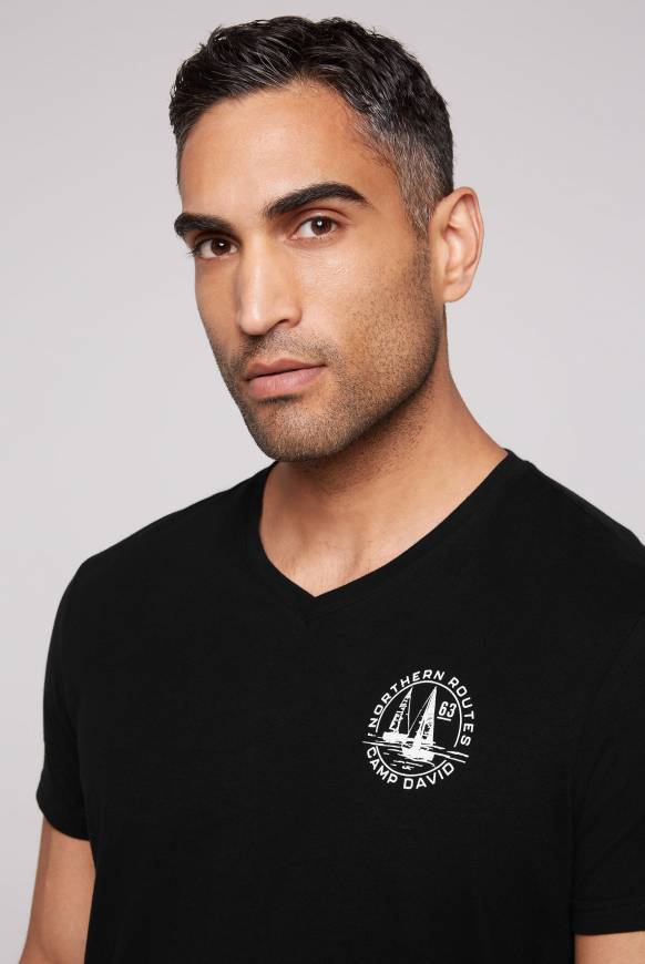 Soccx V-Shirt mit kleinen Rubber Prints black Blitzverkäufe
