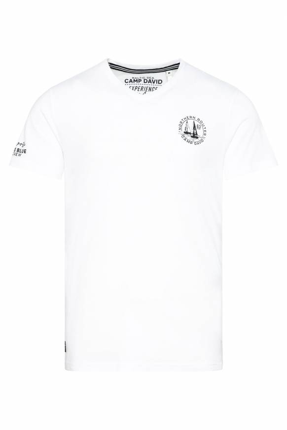 Soccx V-Shirt mit kleinen Rubber Prints opticwhite Limitierter Zeitrabatt