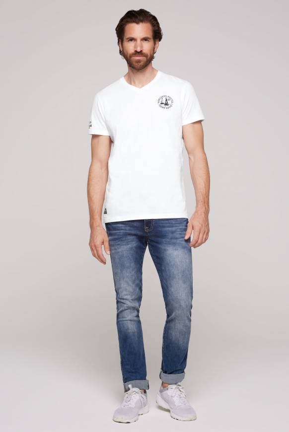 Soccx V-Shirt mit kleinen Rubber Prints opticwhite Limitierter Zeitrabatt