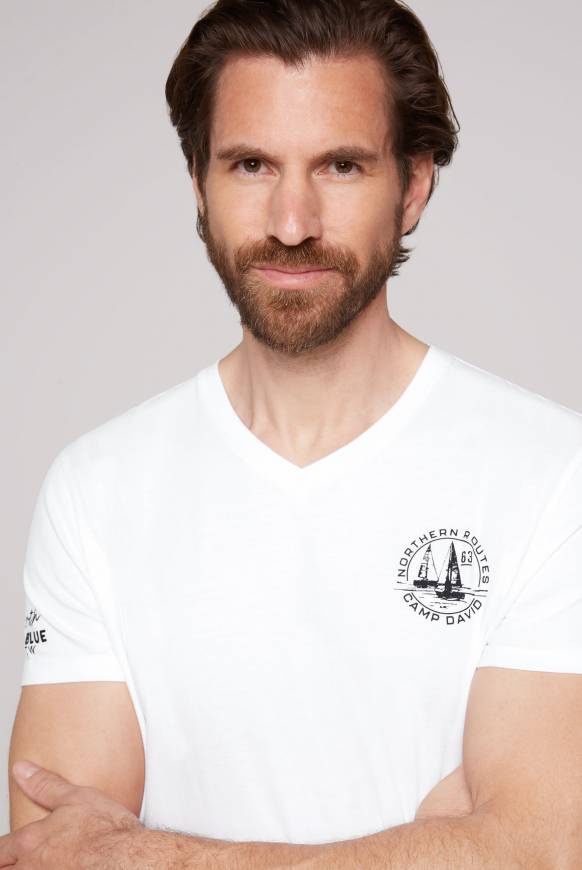 Soccx V-Shirt mit kleinen Rubber Prints opticwhite Limitierter Zeitrabatt