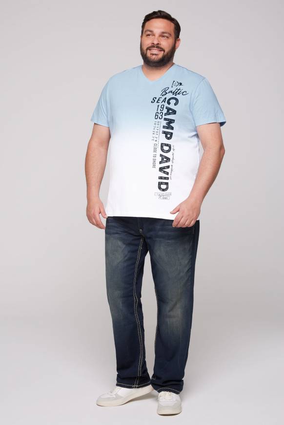 Soccx T-Shirt Dip Dye mit senkrechtem Logo Artwork summer blue Fabrikpreis