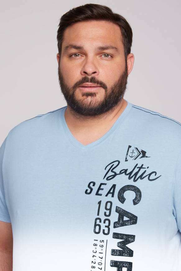 Soccx T-Shirt Dip Dye mit senkrechtem Logo Artwork summer blue Fabrikpreis